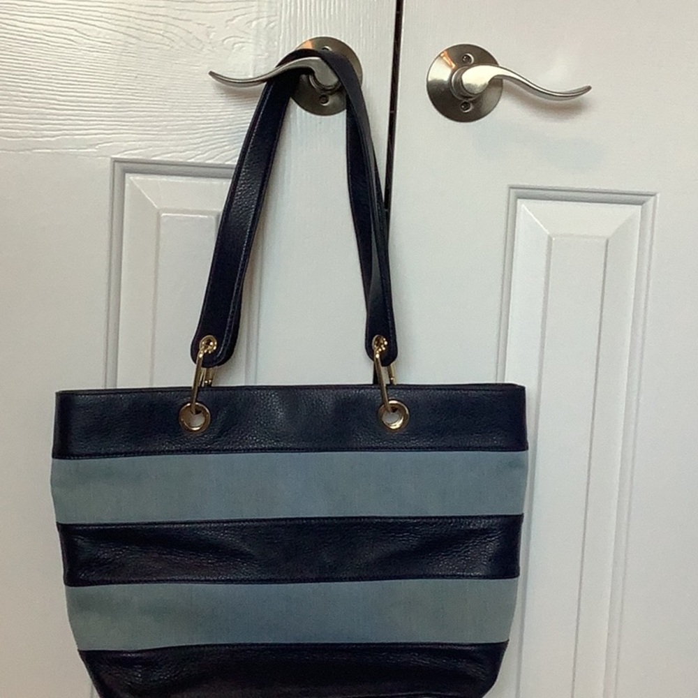 Cute leather & denim Talbots shoulder bag